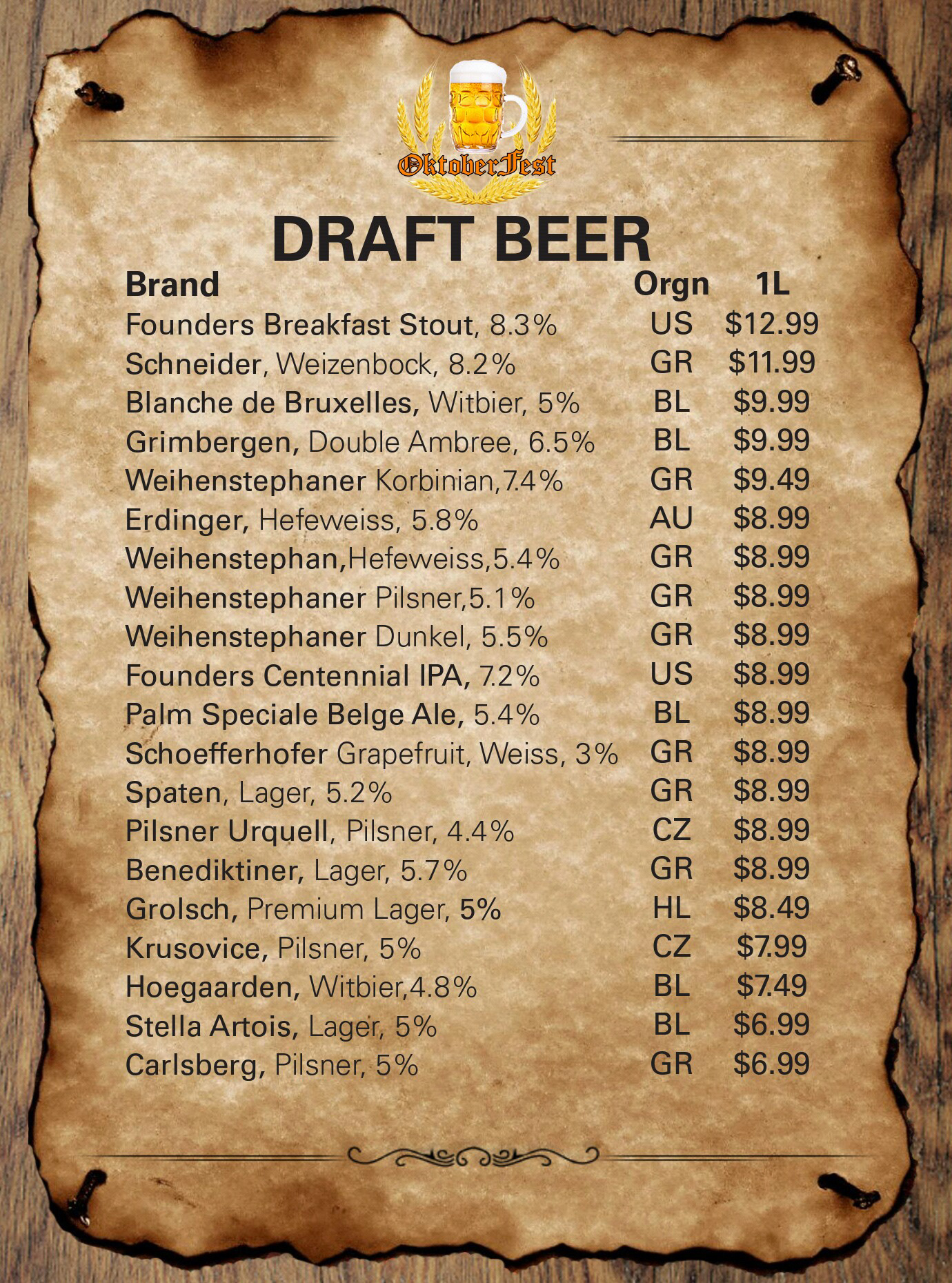 Oktoberfest Beer Store To Go Beer List